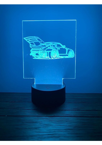 3D Gece LED Işık Lamba Altlığı - Akrilik Rwb Spor Araba Işık Göstergesi, 12 Renk Seçeneği, Uzaktan Kumandalı, USB Konnektörlü, Enerji Tasarruflu. Masa Lambası, Çocuklar ve Yetişkin (Yurt Dışından)