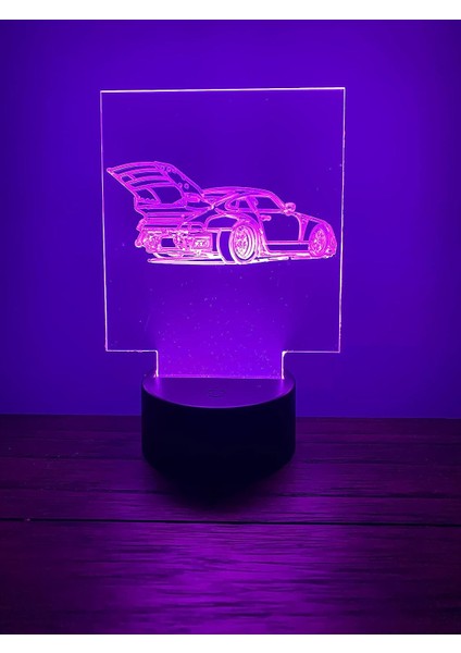 3D Gece LED Işık Lamba Altlığı - Akrilik Rwb Spor Araba Işık Göstergesi, 12 Renk Seçeneği, Uzaktan Kumandalı, USB Konnektörlü, Enerji Tasarruflu. Masa Lambası, Çocuklar ve Yetişkin (Yurt Dışından) modelleri
