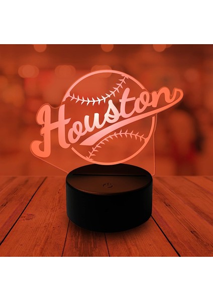 3D Beyzbol Houston Gece Lambası 3D Illusion Lamba Boys Için Hediye 16 Değişen Renk Uzaktan Kumanda Çocuk Odası Topu Dekor Aydınlatma (Houston Multicoulured) (Yurt Dışından)