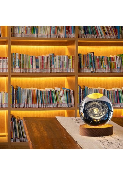 LED Lamba Tabanlı 3D Kristal Top, Çocuk Gece Lambası 3D Şeffaf Aydınlık Kristal Top Süs Ev Dekorasyonu Için USB Şarj Edilebilir Erkekler Kızlar Için Hediye Bilim Astronomi Severler (Yurt Dışından)