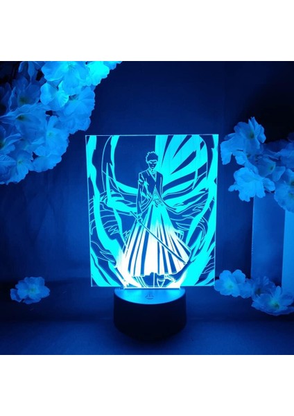 Bleaoh Anime 3D Erkek Için Gece Lambası 16 Renkler Kız Odası Dekor Illusion LED Lamba USB Manga Grimmjow Jaegerjaquez Şekil Uygun Çocuklar Hayranlar Noel Hediyeleri (Siyah Lamba) (Yurt Dışından)