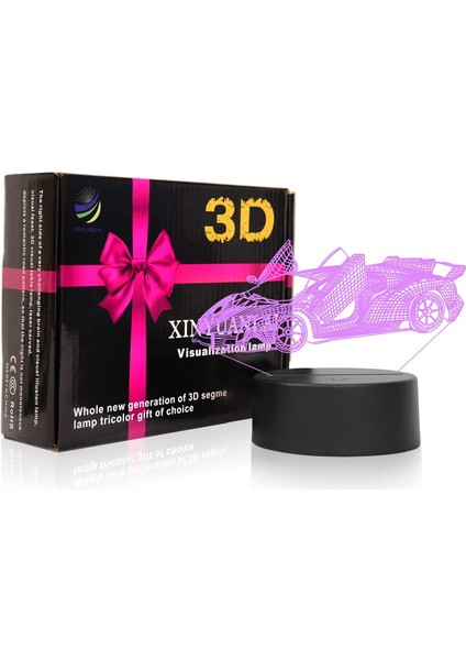 3D Illusion Gece Lambası Masa Lambası, 7 Renk Otomatik Kademeli Değişen USB Powered Çocuklar Için Dokunmatik Anahtarlı LED Işıklar Hediyeler Ev Dekorasyonu (Yarış Arabası) (Yurt Dışından) fırsatları
