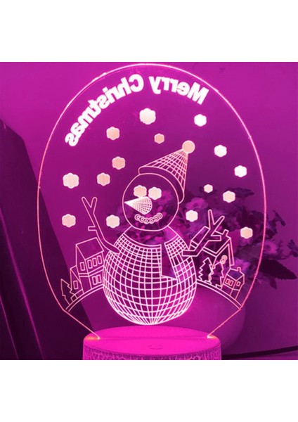 3D Kardan Adam Gece Lambası Illusion Gece Lambası 16 Renk Değiştirme Masa Masa Dekorasyon Lambaları Hediye Akrilik Düz Abs Taban USB Kablosu Oyuncak (Yurt Dışından) modelleri