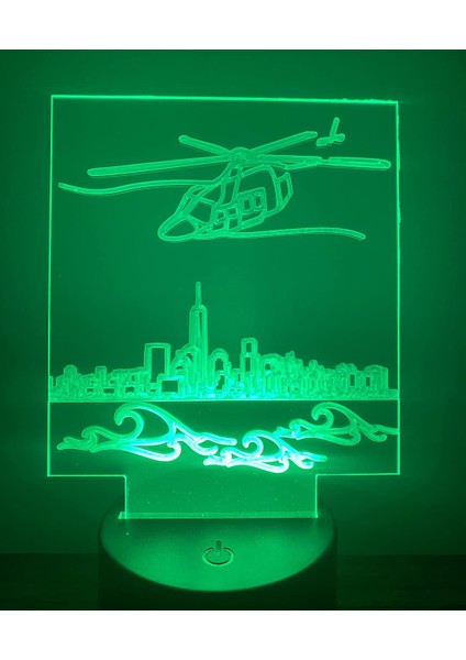 3D Gece LED Işık Lamba Altlığı - Nyc Skyline & Helikopter Işık Göstergesi, 12 Renk Seçeneği, Uzaktan Kumandalı, USB Konektörü, Enerji Tasarrufu. Masa Lambası, Çocuklar ve Yetişkinl (Yurt Dışından)