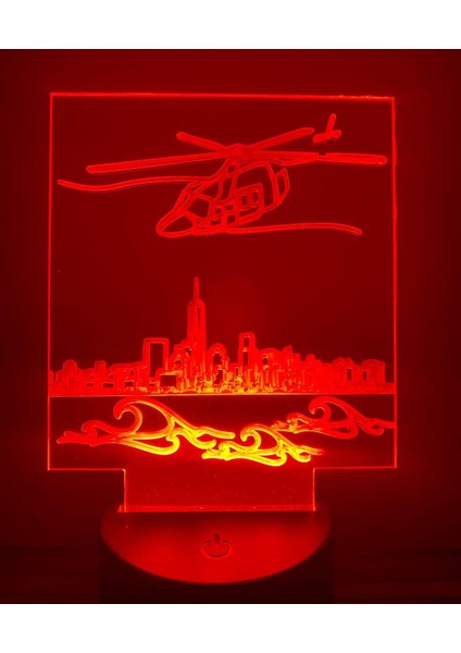 3D Gece LED Işık Lamba Altlığı - Nyc Skyline & Helikopter Işık Göstergesi, 12 Renk Seçeneği, Uzaktan Kumandalı, USB Konektörü, Enerji Tasarrufu. Masa Lambası, Çocuklar ve Yetişkinl (Yurt Dışından)