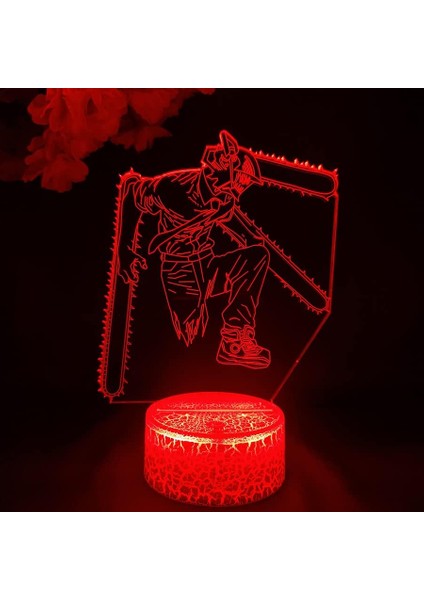 Testere Adam Anime 3D Erkek Için Gece Lambası 16 Renk Kız Odası Dekoru Illusion LED Lamba USB Manga Pochita Şekil Uygun Çocuklar Fanlar Yılbaşı Hediyeleri (Lav Lambası) (Yurt Dışından)