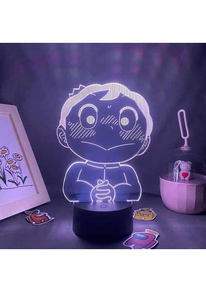 Kings Sıralaması Erkek Için Anime 3D Gece Lambası 16 Renk Kız Odası Dekoru Illusion LED Lamba USB Manga Bojji Figürü Uygun Çocuk Hayranları Yılbaşı Hediyeleri (Siyah Lamba) (Yurt Dışından)
