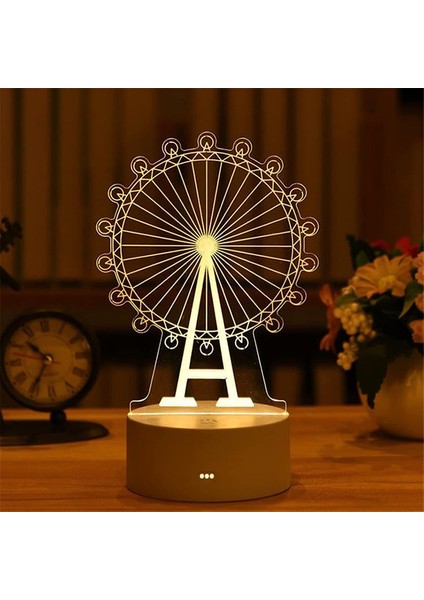 1 Adet Romantik Aşk 3D Akrilik Ev Için LED Lamba Çocuk Gece Lambası Masa Lambası Doğum Günü Partisi Dekoru Sevgililer Günü Başucu Lambası (Renk: USB Sıcak Beyaz, Renk Yayan: Motianlun) (Yurt Dışından)