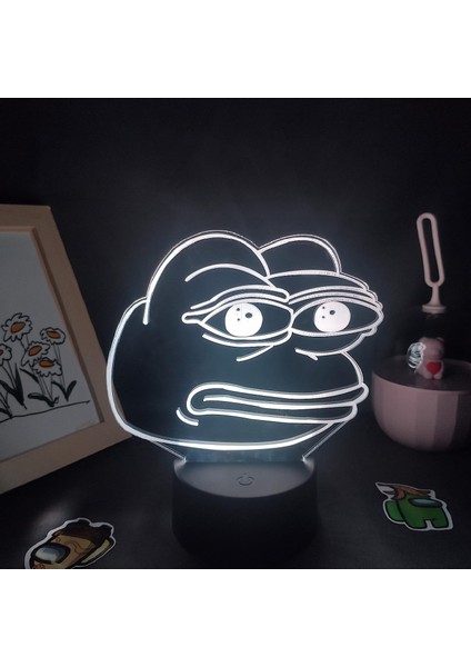 Boy Için Sad Frog 3D Gece Lambası 16 Renkler Kız Odası Dekor Illusion LED Lamba USB Sad Frog Şekil Uygun Çocuk Hayranları Noel Hediyeleri (Siyah Lamba) (Yurt Dışından)