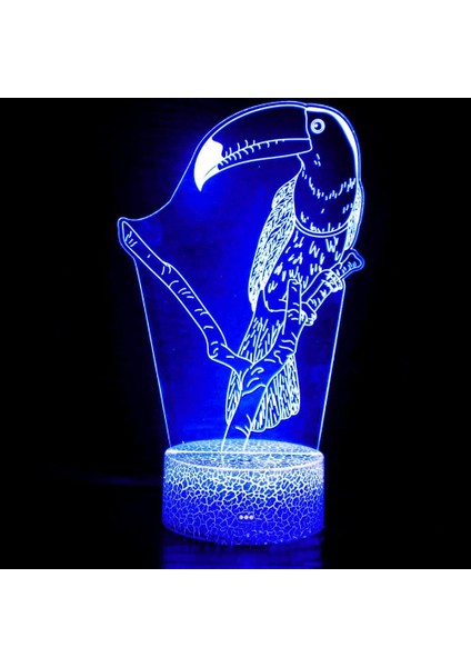 3D Papağan Kuş Gece Lambası LED Lamba Illusion 7 Renk Değiştirme Dokunmatik Anahtar Masa Masa Dekorasyon Lambaları Doğum Günü Hediyesi Akrilik Taban USB Kablosu Oyuncak (Yurt Dışından) fiyatları