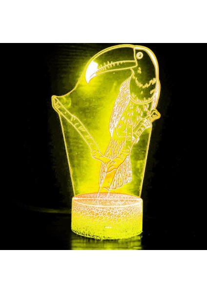 3D Papağan Kuş Gece Lambası LED Lamba Illusion 7 Renk Değiştirme Dokunmatik Anahtar Masa Masa Dekorasyon Lambaları Doğum Günü Hediyesi Akrilik Taban USB Kablosu Oyuncak (Yurt Dışından) modelleri