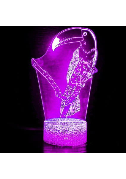 3D Papağan Kuş Gece Lambası LED Lamba Illusion 7 Renk Değiştirme Dokunmatik Anahtar Masa Masa Dekorasyon Lambaları Doğum Günü Hediyesi Akrilik Taban USB Kablosu Oyuncak (Yurt Dışından) fırsatları