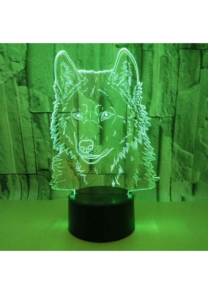 3D Optik Illüzyon Lambası LED Gece Lambası Hayvan Kurt Kafası Başucu Lambası Çocuklar Uyku Için Lamba 16 Renk Değiştirme Mood Lambası, Doğum Günü Yeni Yıl Tatili Dekor Hediyesi Içi (Yurt Dışından)