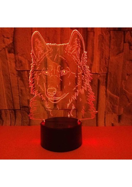 3D Optik Illüzyon Lambası LED Gece Lambası Hayvan Kurt Kafası Başucu Lambası Çocuklar Uyku Için Lamba 16 Renk Değiştirme Mood Lambası, Doğum Günü Yeni Yıl Tatili Dekor Hediyesi Içi (Yurt Dışından) fırsatları