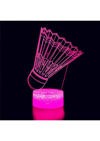 3D Badminton Gece Işığı Lambası Illusion 7 Renk Değiştirme Dokunmatik Anahtarı Masa Masa Dekorasyon Lambaları Akrilik Düz Abs Taban USB Kablosu Oyuncak ile Hediye (Yurt Dışından)