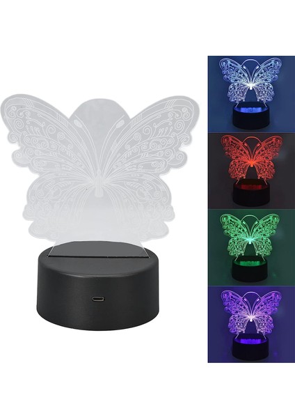 3D Hayvan Şekliled Gece Lambası, 7 Renk Yatak Odası Lambası, Dokunmatik Anahtar Optik Lamba, Çocuk Odası Için USB Güç Kaynağı Masa Dekorasyon Işığı (3.5x5.9 Inç) (Yurt Dışından) modelleri