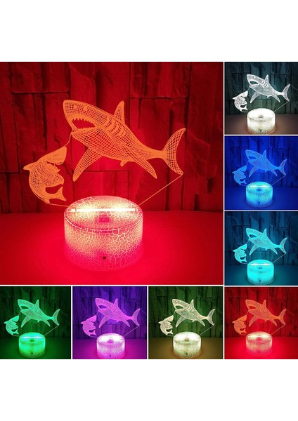 Köpekbalığı 3D Işık Renkli Dokunmatik Kontrol 3D LED Küçük Gece Hediyesi Dekorasyon Atmosfer LED Küçük Masa Lambası Tavan Projektörü Çocuklar (B, Tek Beden) (Yurt Dışından) fiyatları