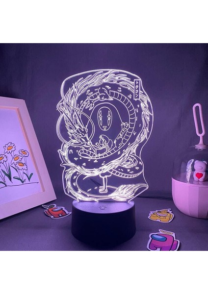 Beyaz Ejderha Anime 3D Erkek Için Gece Lambası 16 Renk Kız Odası Dekoru Illusion LED Lamba USB Manga Beyaz Ejderha Figürü Uygun Çocuk Hayranları Yılbaşı Hediyeleri (Siyah Lamba) (Yurt Dışından)