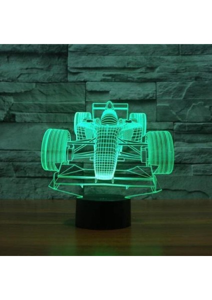 Araba Yarışı 3D Illusion LED Renkli LED Işık Gece Lambası Akıllı Dokunmatik USB Masa Lambası (Yurt Dışından)