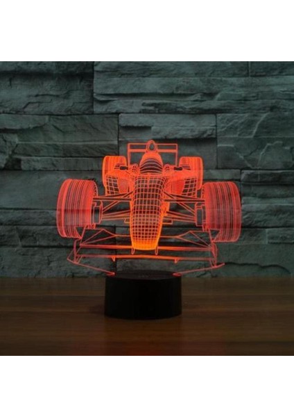 Araba Yarışı 3D Illusion LED Renkli LED Işık Gece Lambası Akıllı Dokunmatik USB Masa Lambası (Yurt Dışından)