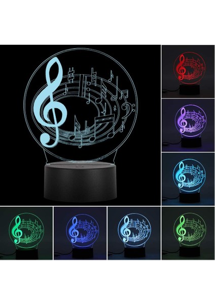 Müzik Notası Lambası, 3D Görsel Efekt Nota LED Işık Dekoratif Lamba Ev Için Enerji Tasarrufu (Yurt Dışından) fırsatları