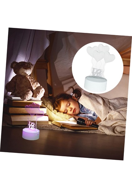 Masa Dekoru Kalp Balon Gece Lambası USB Masa Lambası LED Masa Lambası LED Gece Lambası Resim 3D Düğme Pil Aşk Temizle Balonlar LED Gece Lambası Masa Süslemeleri (Yurt Dışından)
