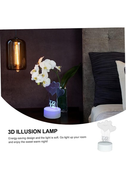 Masa Dekoru Kalp Balon Gece Lambası USB Masa Lambası LED Masa Lambası LED Gece Lambası Resim 3D Düğme Pil Aşk Temizle Balonlar LED Gece Lambası Masa Süslemeleri (Yurt Dışından)