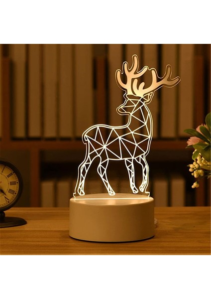 1 Adet Romantik Aşk 3D Akrilik Ev Için LED Lamba Çocuk Gece Lambası Masa Lambası Doğum Günü Partisi Dekoru Sevgililer Günü Başucu Lambası (Renk: USB Sıcak Beyaz, Renk Yayan: Noel Baba) (Yurt Dışından)