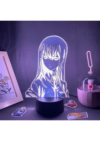 Steins Gate Anime 3D Erkek Için Gece Lambası 16 Renk Kız Odası Dekoru Illusion LED Lamba USB Manga Makise Kurisu Şekil Uygun Çocuk Hayranları Noel Hediyeleri (Siyah Lamba) (Yurt Dışından)