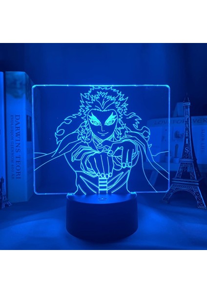 3D Manga 3D Işık Demon Slayer Kyojuro Rengoku Yatak Odası Dekoru Için Gece Lambası Hediye Anime LED Lamba Kimetsu Hiçbir Yaiba Odası Dekor (Yurt Dışından) indirimleri