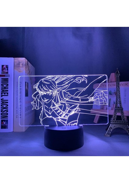 Sumire Yoshizawa Persona 5 Anime 3D Erkek Için Gece Lambası 16 Renk Kız Odası Dekor Illusion LED Lamba USB Manga Yoshizawa Şekil Uygun Çocuklar Hayranlar Noel Hediyeleri (Yurt Dışından)