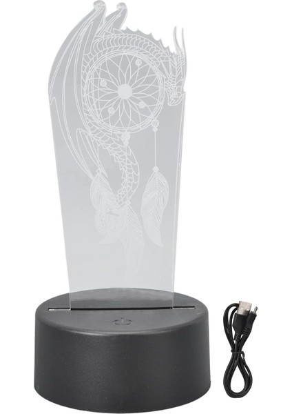 3D Gece Lambası 7 Renk USB USB Gece Lambası Gece Lambası Değiştirme 3D Ejderha Şekli Çocuklar Için Dokunmatik Kontrollü Akrilik LED Lamba Doğum Günü Hediyesi (Yurt Dışından)