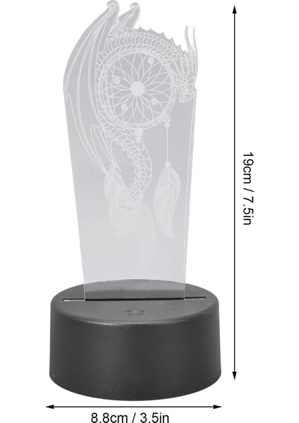 3D Gece Lambası 7 Renk USB USB Gece Lambası Gece Lambası Değiştirme 3D Ejderha Şekli Çocuklar Için Dokunmatik Kontrollü Akrilik LED Lamba Doğum Günü Hediyesi (Yurt Dışından)