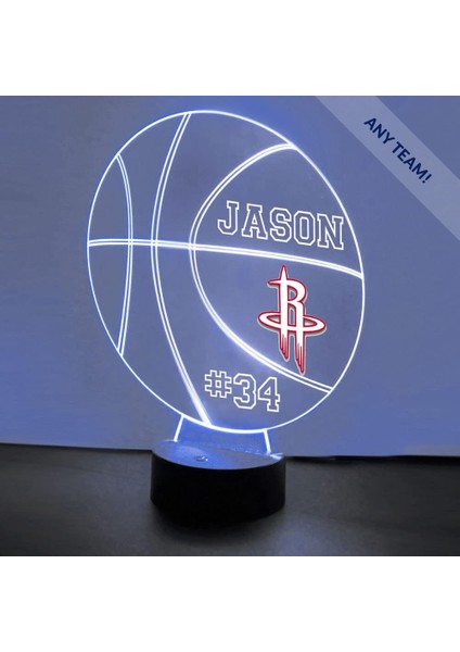 Houston Basketbol Rockets Spor Gece Işığı Masa Masa Lambası Spor Kask LED El Yapımı Uzaktan Kumanda ile Kişiselleştirilmiş Büyük Hediye (Yurt Dışından)