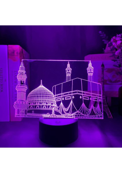 Ev Dekorasyonu Için Müslüman Camii 3D Gece Lambası Renk Değiştiren Akrilik Ev Dekorasyonu Veya Tatil Için Ramazan Hediyesi Çocuk Hediyeleri Pxjd (Yurt Dışından)