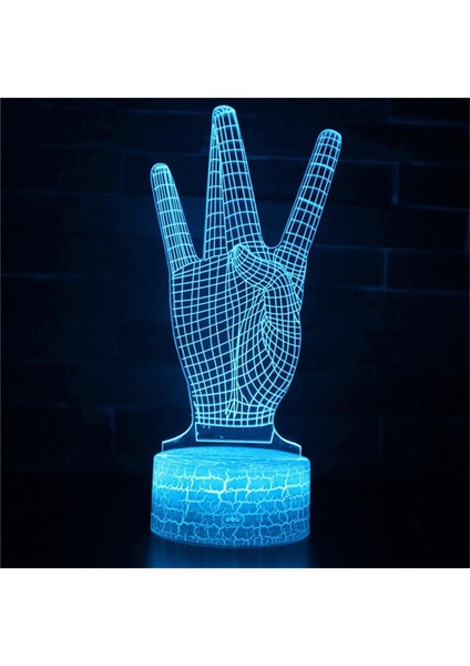 3D Kaya El Gece Lambası LED Lamba Illusion 7 Renk Değiştirme Dokunmatik Anahtar Masa Masa Dekorasyon Lambaları Doğum Günü Hediyesi Akrilik Taban USB Kablosu Oyuncak (Yurt Dışından) modelleri