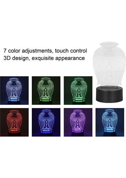 3D Gece Işığı Modunda LED 7 Renkli Lamba, Yatak Odası Çalışması Için Montaj Tabanı ile Birlikte (Yurt Dışından) modelleri