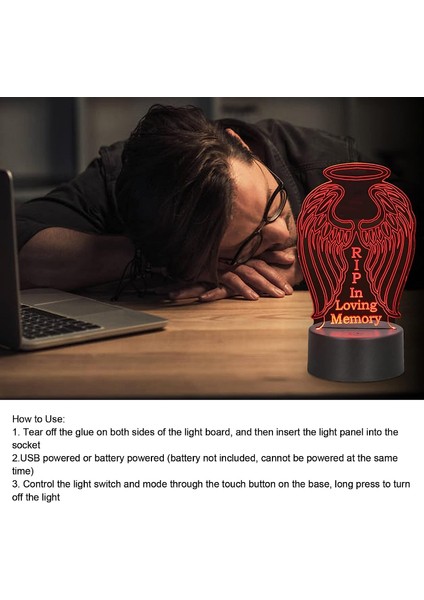 3D Gece Işığı Modunda LED 7 Renkli Lamba, Yatak Odası Çalışması Için Montaj Tabanı ile Birlikte (Yurt Dışından) fırsatları