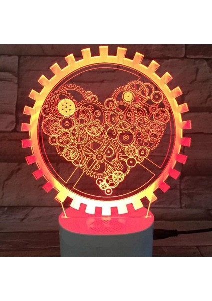 3D Aşk Kalp Gece Lambası LED Lamba Illusion 7 Renk Değiştirme Dokunmatik Anahtar Masa Masa Dekorasyon Lambaları Doğum Günü Hediyesi Akrilik Taban USB Kablosu Oyuncak (Yurt Dışından)
