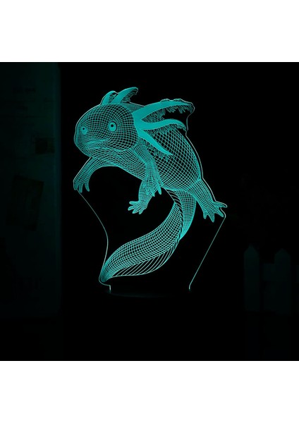 Axolotl 3D Illüzyon Lambası Axolotl Gece Işıkları Uzaktan Kumanda 16 Renk+Dokunmatik 7 Renk Masa Lambası Doğum Günü Noel Hediyeleri Olarak Mükemmel, Ev Dekorasyonu (Siyah Taban) (Yurt Dışından)