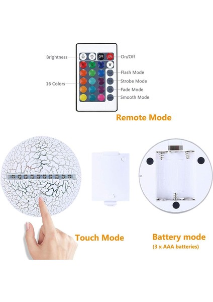 3D Kurt Işıkları, Kurt Kontrol Işığı Shape Crack 16 3D Masaüstü Uzaktan Yaratıcı Işık Gece Renkli LED Işık Noel Ağacı Değiştirme (Çok Renkli, Tek Boyut) (Yurt Dışından)