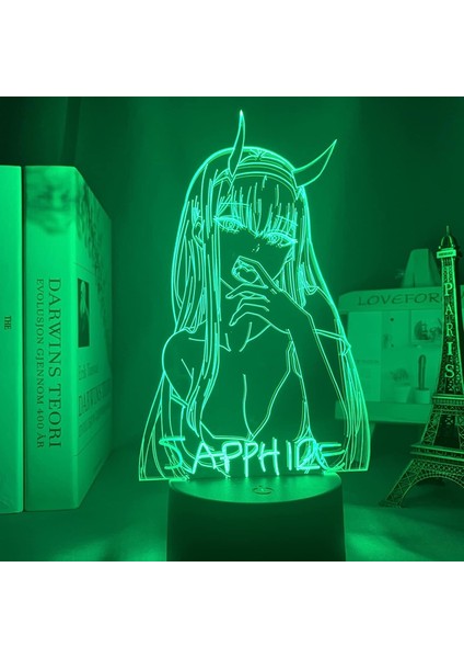 LED Gece Lambası Sıfır Iki Safir Masa 3D Lamba Yatak Odası Dekoru Için Işık Anime Waifu Hediye Darling In The Franxx Sıfır Iki Lamba (Yurt Dışından)