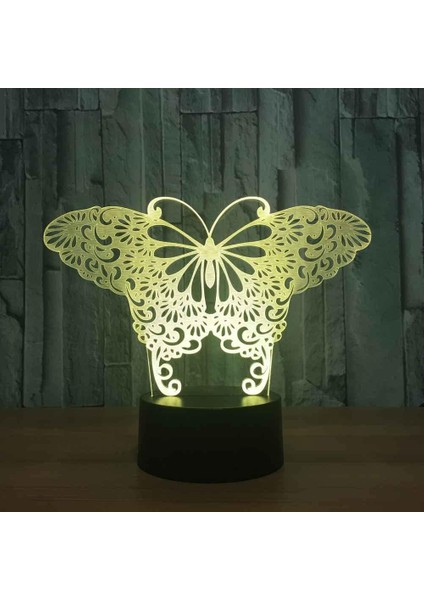 Lamba 3D LED Kelebek Hayvan Gece Lambası, Komidin 16 Renk Değiştirme Atmosfer Lambası Çocuklar Için USB Kablosu ile Yatak Odası Dekorasyonu Noel Doğum Günü Hediyesi (Yurt Dışından)