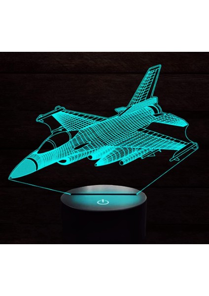 3D Düzlem Gece Işığı Lambası Illusion Gece Işığı 7 Renk Değiştiren Masa Danışma Dekorasyon Lambaları Hediye Akrilik Düz Abs Taban USB Kablosu Oyuncak (Yurt Dışından)