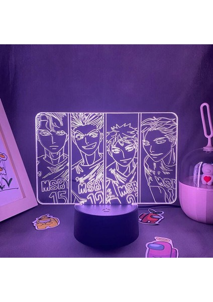 Haikynn Anime 3D Gece Lambası Boy Için 16 Renkler Kız Odası Dekoru Illusion LED Lamba USB Manga Tobio Şekil Uygun Çocuklar Fanlar Yılbaşı Hediyeleri (Siyah Lamba) (Yurt Dışından)