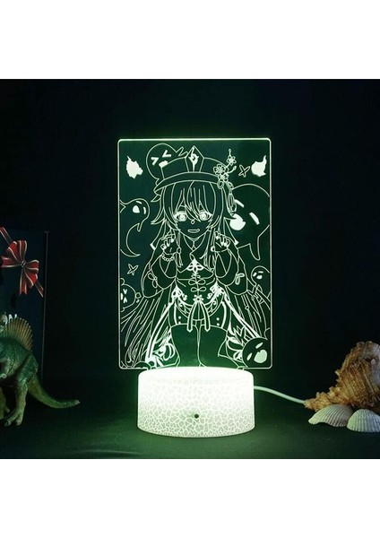 Genshin Darbe Hutao Anime Figürü 3D LED Gece Lambası Yatak Odası Lav Lambası Manga Odası Dekor Çocuk Doğum Günü Hediyesi (Yurt Dışından) fırsatları