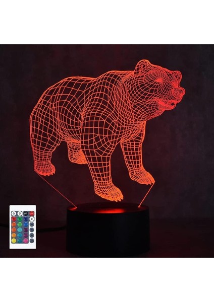 3D Kutup Ayısı Uzaktan Kumanda 16 Renk Gece Işıkları Illusion Akrilik LED Masa Başucu Lambası Çocuk Yatak Odası Masa Dekor Çocuklar Için Doğum Günü Noel Hediyesi Oyuncak (Yurt Dışından)