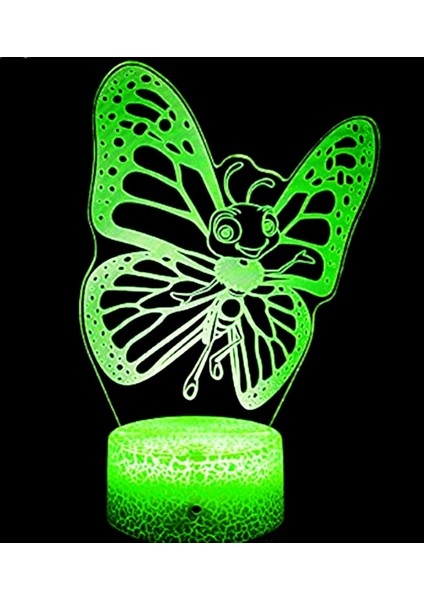 3D Kelebek Gece Lambası Illusion Gece Lambası 7 Renk Değiştirme Masa Masa Dekorasyon Lambaları Hediye Akrilik Düz Abs Taban USB Kablosu Oyuncak (Yurt Dışından)
