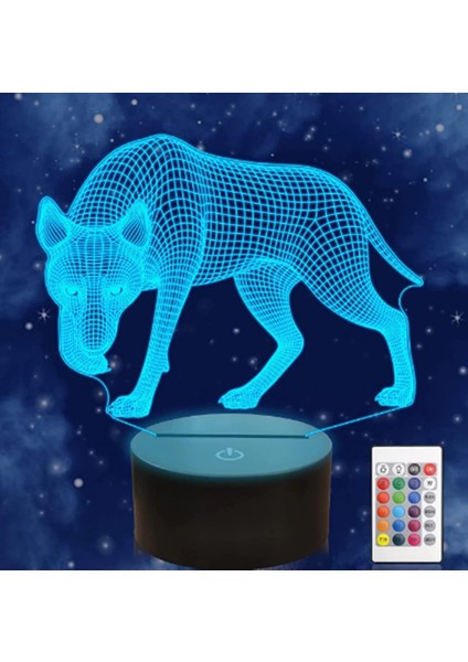 3D Kurt Köpek Gece Lambası Illusion Gece Lambası 16 Renk Değiştirme Masa Masa Dekorasyon Lambaları Hediye Akrilik Düz Abs Taban USB Kablosu Oyuncak (Yurt Dışından)
