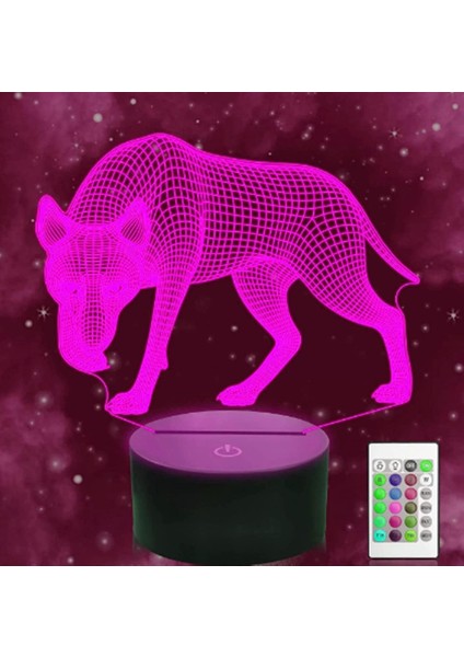 3D Kurt Köpek Gece Lambası Illusion Gece Lambası 16 Renk Değiştirme Masa Masa Dekorasyon Lambaları Hediye Akrilik Düz Abs Taban USB Kablosu Oyuncak (Yurt Dışından) fiyatları